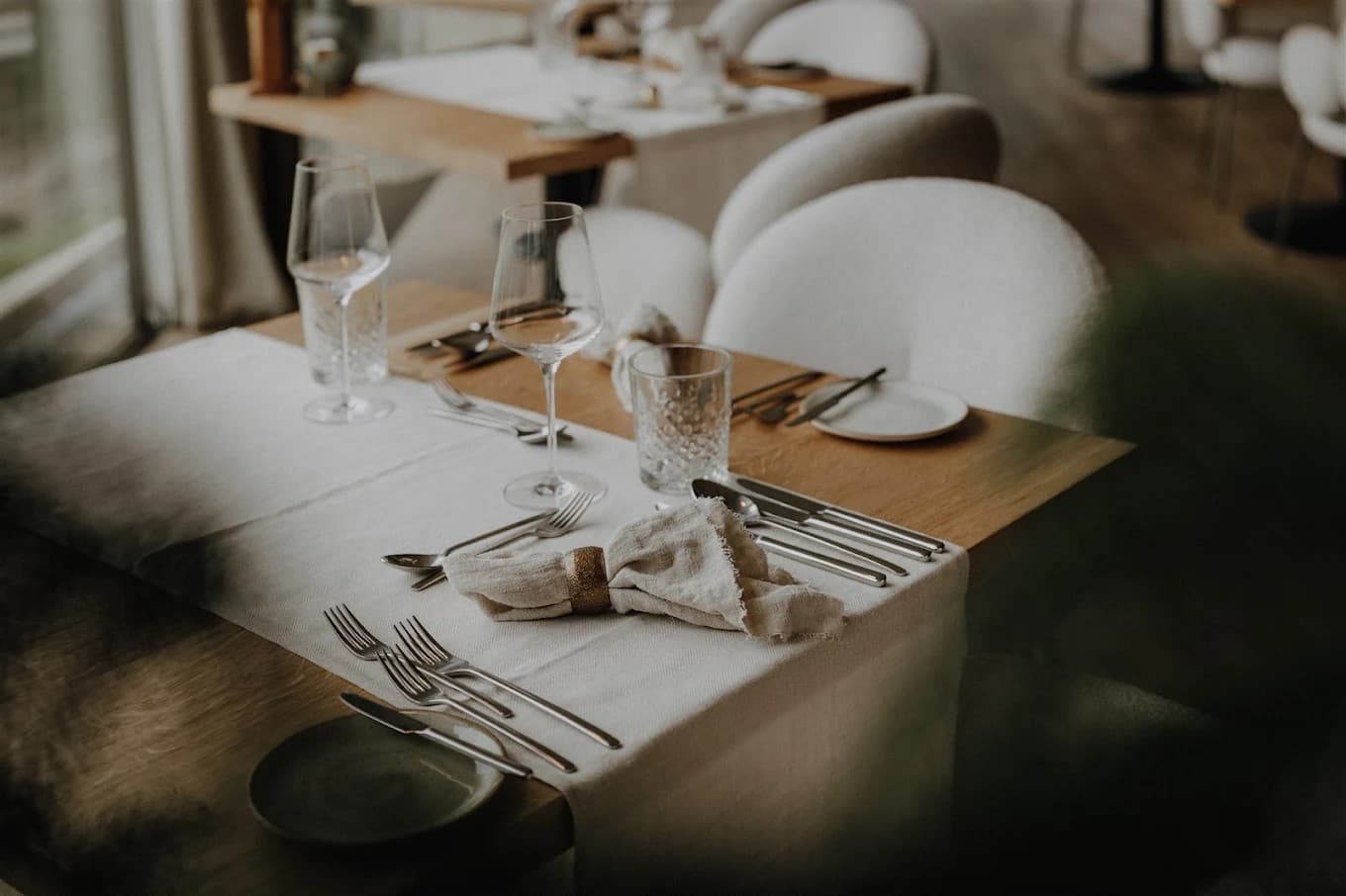 Laid table in the restaurant