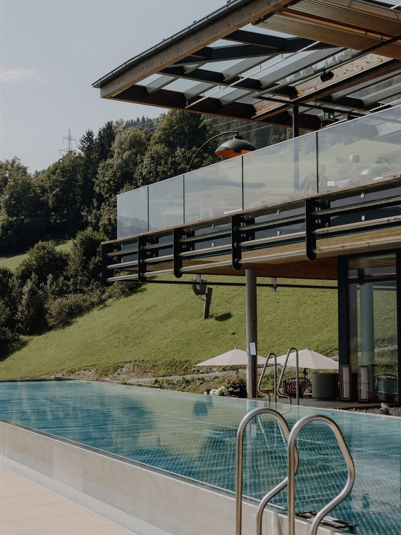 Infinity pool with mountain view